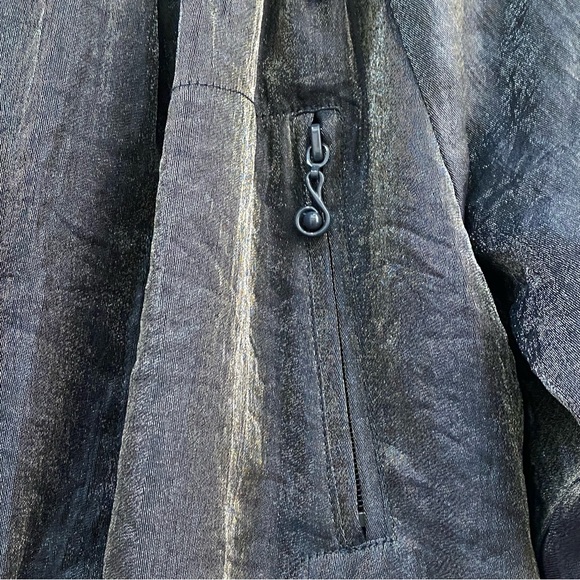 SAMUEL DONG Shimmer Bluish Gray Cinched Waist Bubble Coat Jacket Size L - Picture 13 of 16